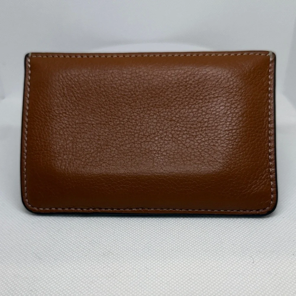 TORY Burch Perry Color Block Top-Zip Card Case Pebbled Leather